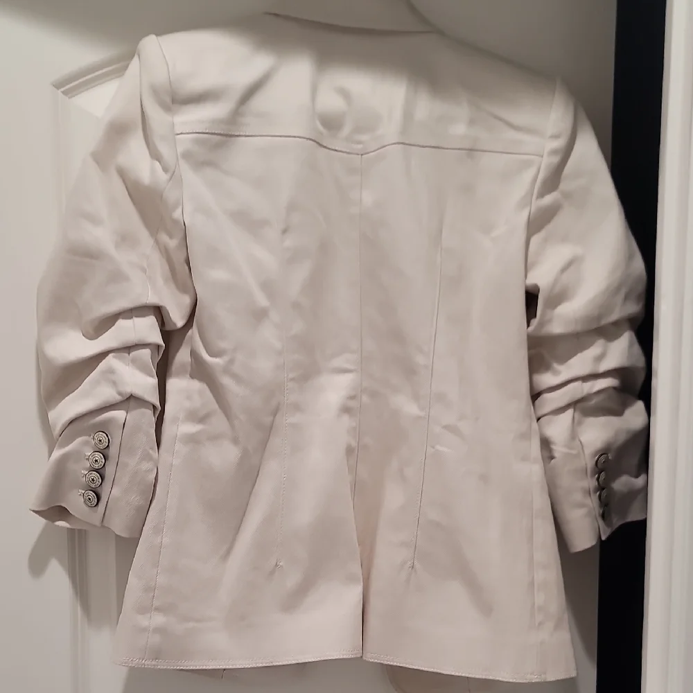 Cinq A Sept Cream Blazer with Ruched Sleeves - Picture 8 of 14